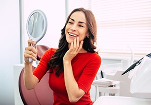 Woman with dental implants in Pittsburgh 