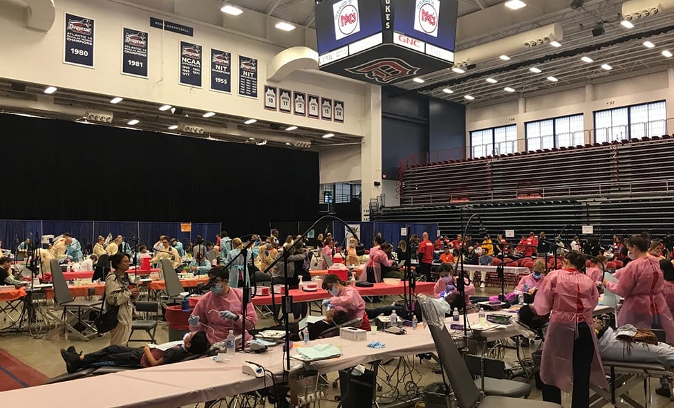 Gymnasium used to host the community dental care event