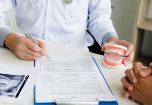 patient at dental implant consultation