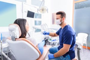 Patient at dental checkup